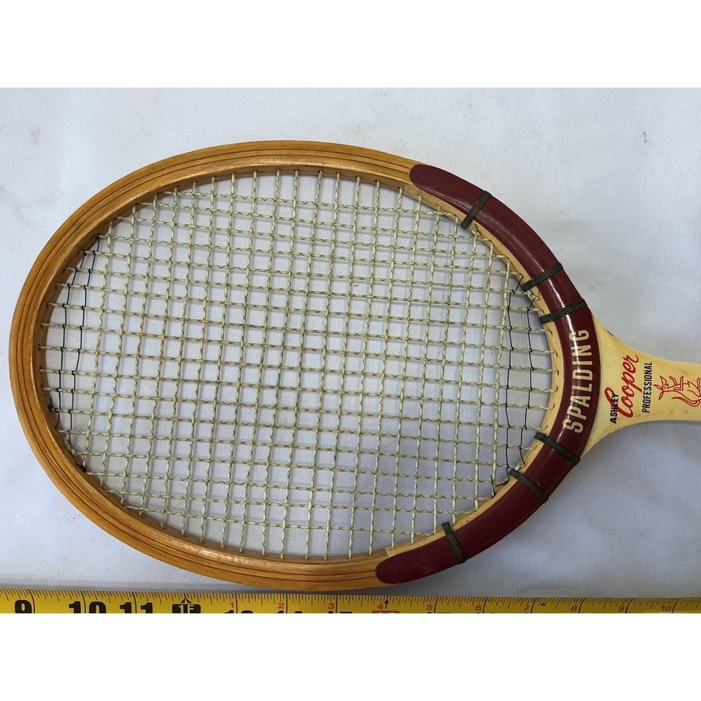 Vintage Spalding Ashley Cooper Professional Wood Tennis Racquet with Plaid Cover